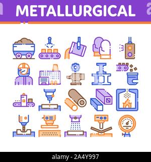 Metallurgical Collection Elements Icons Set Vector Stock Vector