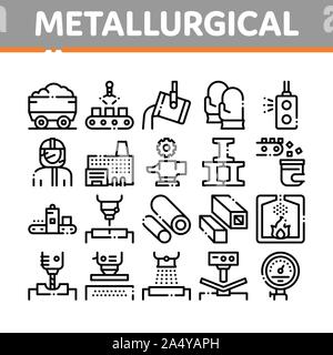 Metallurgical Collection Elements Icons Set Vector Stock Vector