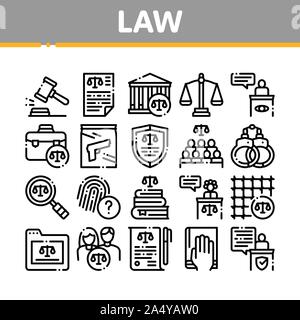 Law And Judgement Collection Icons Set Vector Stock Vector