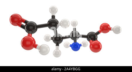 Glutamic acid molecule structure 3d illustration with clipping path Stock Photo