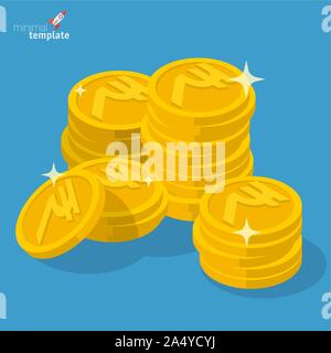 Indian rupee gold coin stack Stock Vector