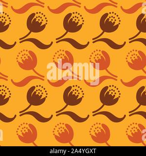 seamless vector pattern with simple bright colored tulips Stock Vector