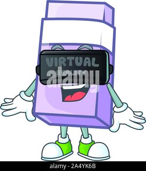 Virtual reality icon eraser cartoon in the character Stock Vector