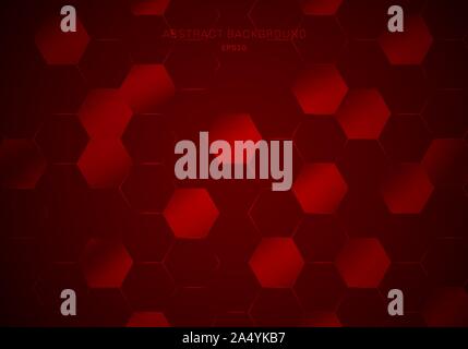 Abstract technology background red with hexagons in vector Stock Vector ...