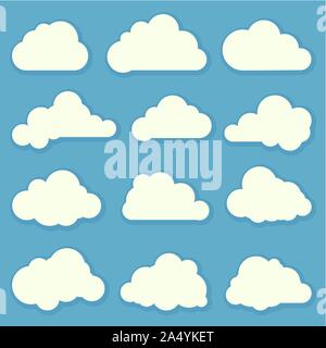 Clouds. Vector flat design elements set. Stock Vector