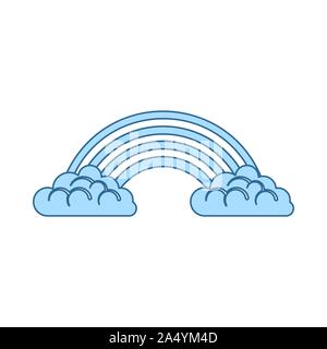Rainbow Icon. Thin Line With Blue Fill Design. Vector Illustration. Stock Vector