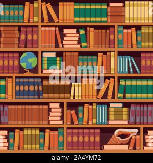 Seamless vector bookshelve pattern Stock Vector