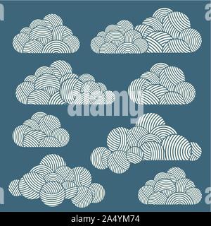 Clouds. Vector flat design elements set. Stock Vector