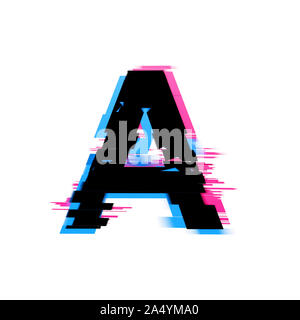 Distortion Letter R Letter R distorted neon glitch effect text font. 3D Render Stock Photo ...