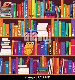 Seamless vector bookshelve pattern Stock Vector