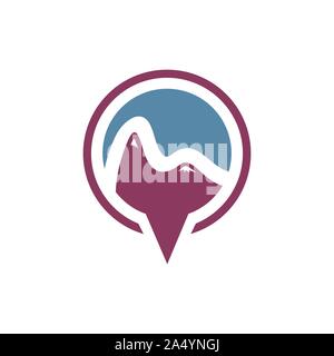GPS mountain concept travel logo design adventure outdoor navigation vector illustration Stock Vector