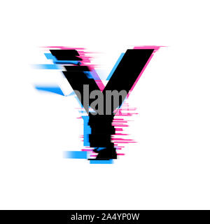 Letter H distorted neon glitch effect text font. 3D Render Stock Photo -  Alamy