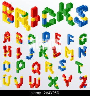plastic block toys letters. Stock Vector