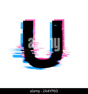 Letter N Distorted Neon Glitch Effect Text Font. 3D Render Stock Photo ...