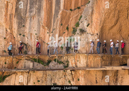 Caminito del Rey facilities enabled for adventure hikers. Malaga, Andalusia, Spain. April junio 2017 Stock Photo