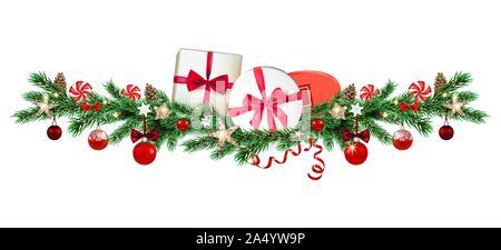 balls and ribbon and gift boxes for design banner Stock Vector