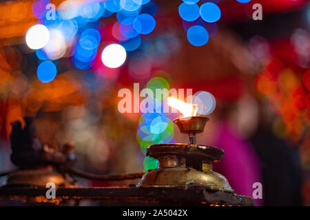 Diwali candle diya or butter lamps with bokeh Stock Photo