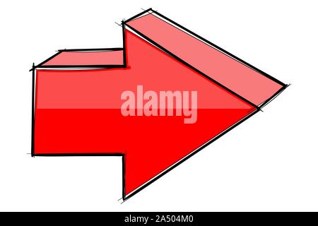 Arrow sign. Red hand drawn sketch Stock Vector