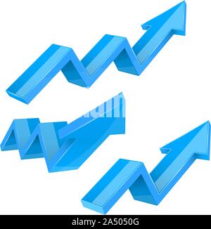 Blue indication arrows. Up rising financial signs Stock Vector