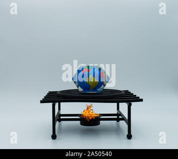 Concept image of global warming. Earth overheating concept, on white background Stock Photo