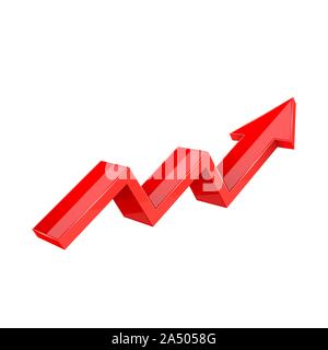 Financial trend. Up rising indication arrow. Red 3d sign Stock Vector
