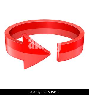 Red 3d arrow. Horizontal circle Stock Vector