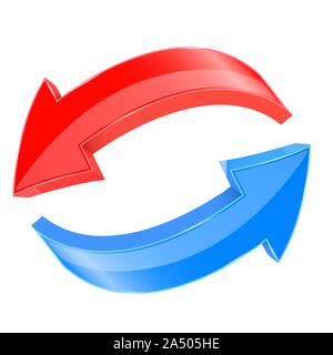 Red and blue 3d arrows. In circular motion Stock Vector