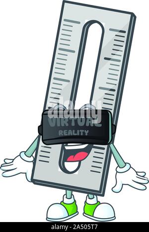 Virtual reality icon rullers cartoon character with mascot Stock Vector