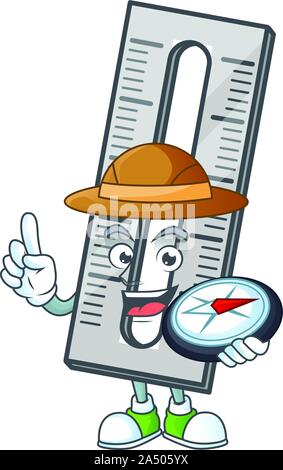Explorer icon rullers cartoon character with mascot Stock Vector