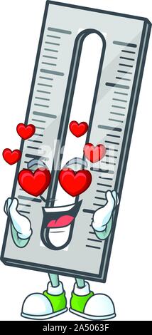 In love icon rullers cartoon character with mascot Stock Vector