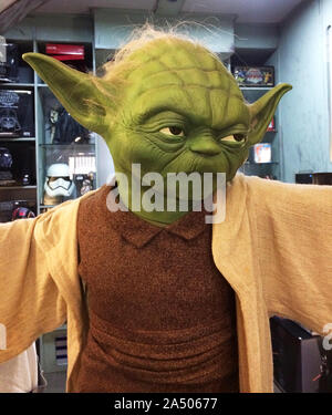 Reproduction in original scales of  Yoda from the Star Wars movie saga Stock Photo