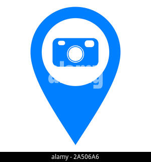 Camera and location pin Stock Photo - Alamy