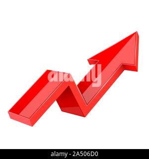 Financial trend. Up rising indication arrow. Red 3d sign Stock Vector
