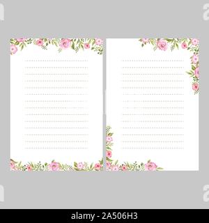 Floral wedding invitation card with rose peony flower template. Note card design. Stock Vector