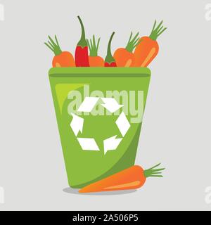 organic garbage to the trash bin symbol vector illustration Stock Vector