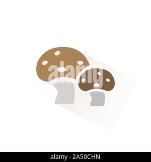 Mushrooms color icon with shadow. Flat vector illustration Stock Vector