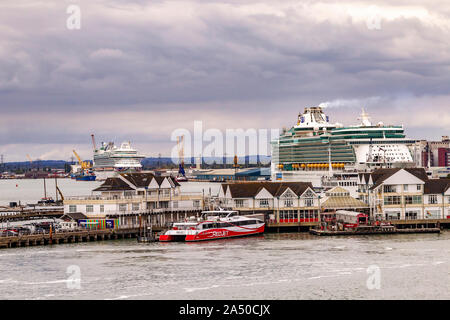 Royal Caribbean cruise ship Independence of the Seas moored in Southampton port, Hampshire, UK. Stock Photo