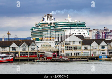 Royal Caribbean cruise ship Independence of the Seas moored in Southampton port, Hampshire, UK. Stock Photo