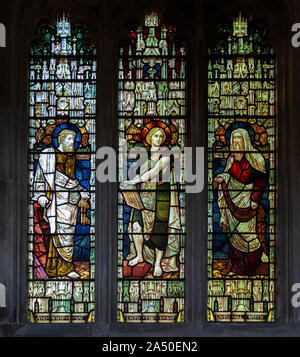 Stained glass window of Saints Peter, John, Andrew, Seend church, Wiltshire, England, UK 1891 James Powell and Sons Stock Photo