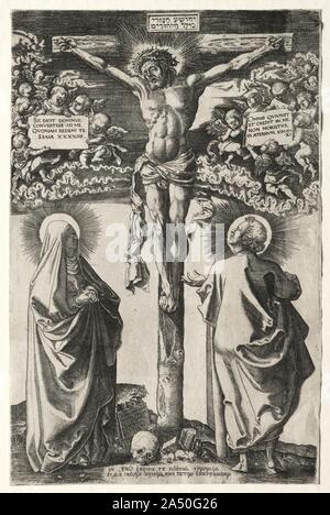 Christ on the Cross Between the Virgin and Saint John, 1493 Stock Photo ...