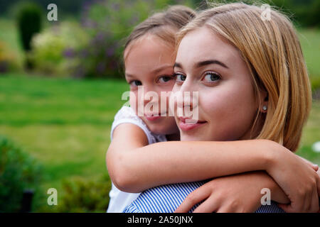 Portrait of two girls, Karlovy Vary, Czech republic Stock Photo