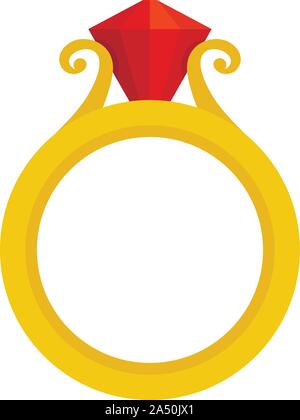 Ruby gold ring icon. Flat illustration of ruby gold ring vector icon for web design Stock Vector