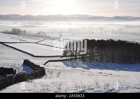 The Howgill fells and Eden Valley, under snow, Cumbria Stock Photo