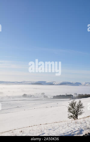 The Howgill  fells and Eden Valley  under snow , Cumbria Stock Photo