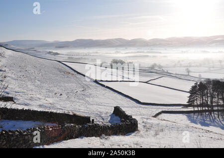 The Howgill fells and Eden Valley under snow 4, Cumbria Stock Photo