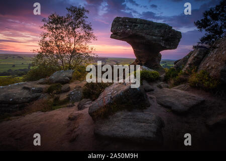 The Druid's Writing Table, Brimham Rocks, North Yorkshire, UK Stock Photo