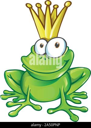 cute frog prince cartoon character  mascot. illustration Stock Vector