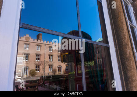 Stunning Courtyards at famous College of the University of Cambridge. Student at the University of Cambridge. Cambridge University Campus Stock Photo