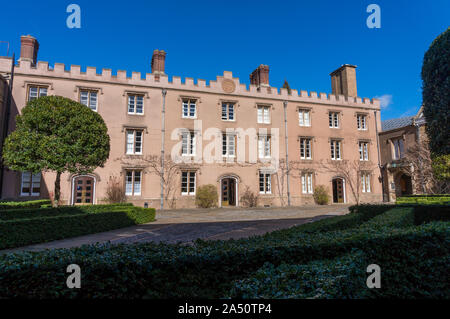 Stunning Courtyards at famous College of the University of Cambridge. Student at the University of Cambridge. Cambridge University Campus Stock Photo