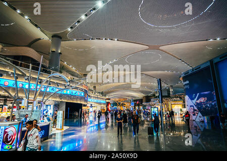 ISTANBUL,TURKEY,AUGUST 02, 2019: Interior view of the Istanbul new airport.  New Istanbul Airport is the main international airport located in Istanbu Stock Photo